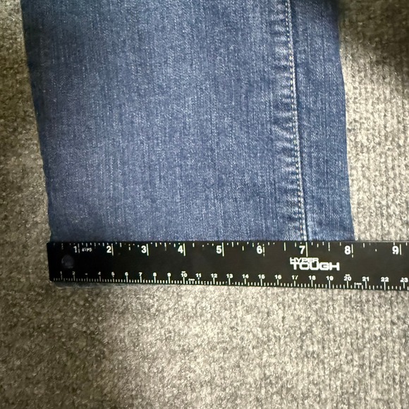 L.L. Bean Jeans Womens 14 Blue Classic Fit Denim Green Flannel Lined High Rise - Picture 15 of 16